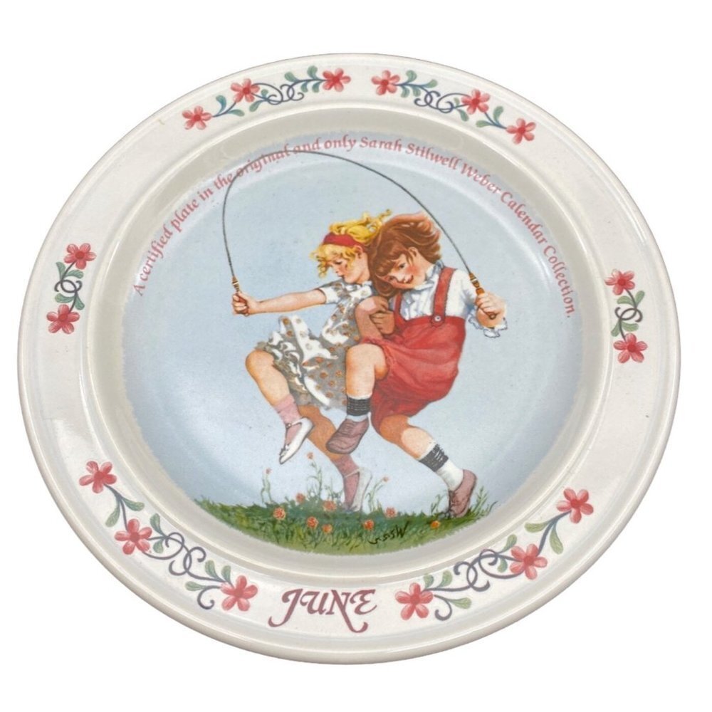 VTG 80s Sarah Stilwell Weber Calendar Plate  June 1984 Newell Pottery USA‎ 2004C